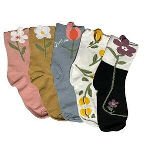 3D Floral Print Women's 5 Pack Sock Set